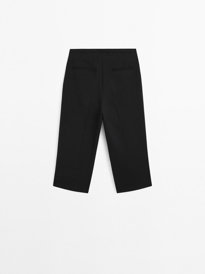 Massimo Dutti Cool Wool Capris Women Trousers Black | US-YF8425016