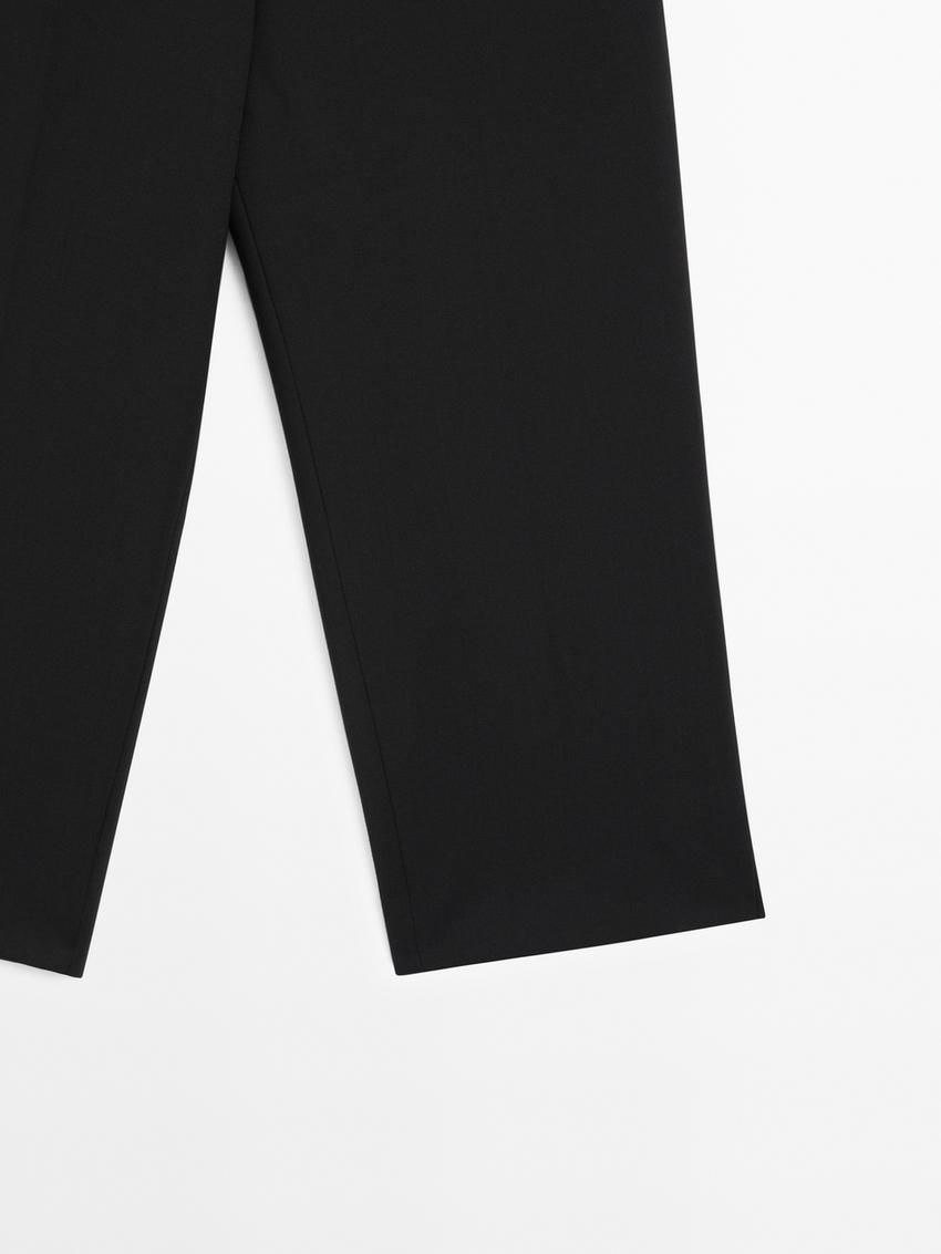 Massimo Dutti Cool Wool Capris Women Trousers Black | US-YF8425016