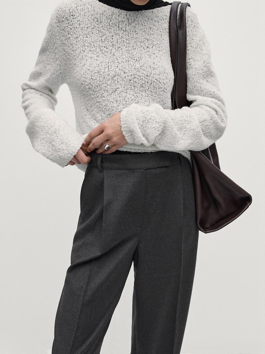 Massimo Dutti Cool Wool Pleated Women Trousers Dark Grey | US-UQ4706395