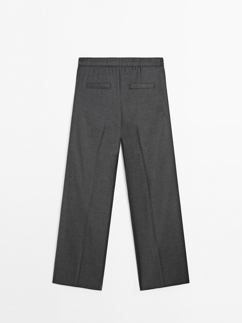Massimo Dutti Cool Wool Pleated Women Trousers Dark Grey | US-UQ4706395