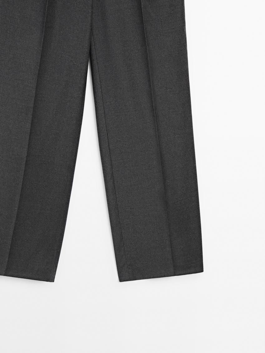 Massimo Dutti Cool Wool Pleated Women Trousers Dark Grey | US-UQ4706395