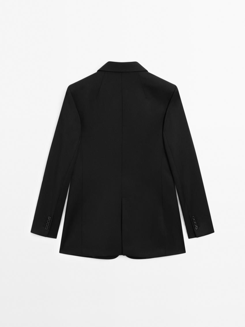 Massimo Dutti Cool Wool Suit Women Blazer Black | US-OJ9182740