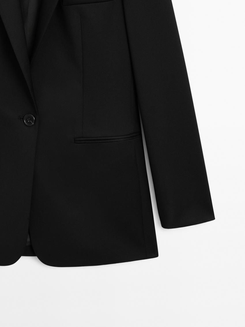 Massimo Dutti Cool Wool Suit Women Blazer Black | US-OJ9182740