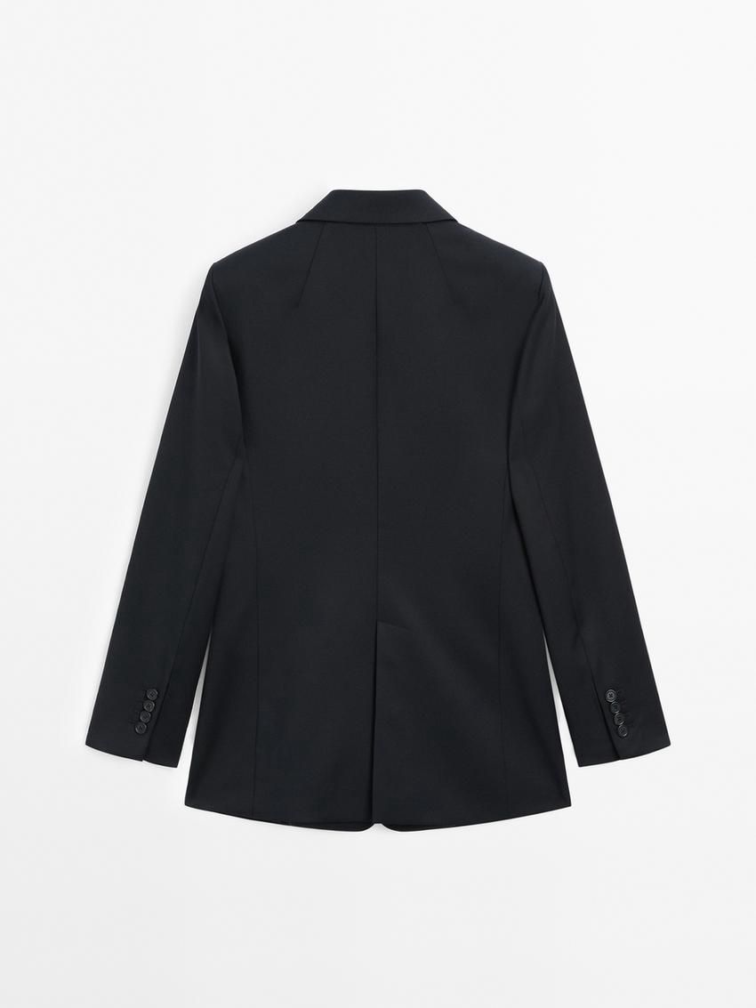 Massimo Dutti Cool Wool Suit Women Blazer Dark Blue | US-VT8359271