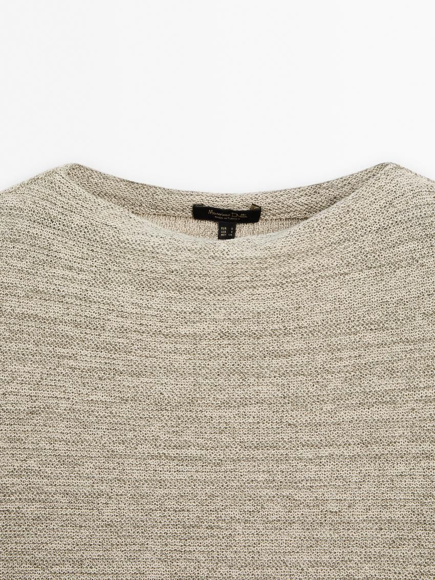 Massimo Dutti Co-ord With Melange Detail Women T-Shirt Khaki | US-QR1623085