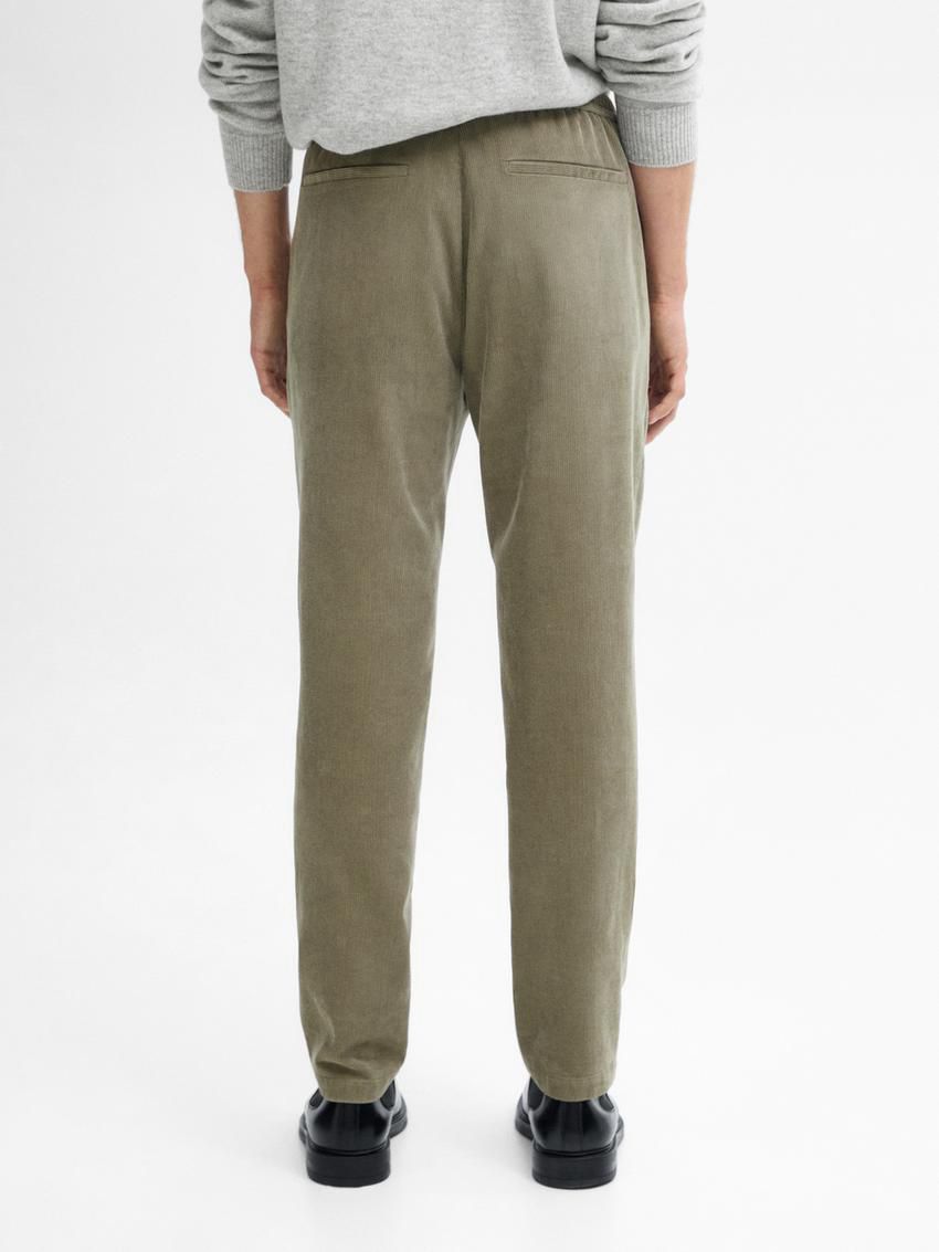 Massimo Dutti Corduroy Fit Jogger Men Trousers Green | US-TN5823971