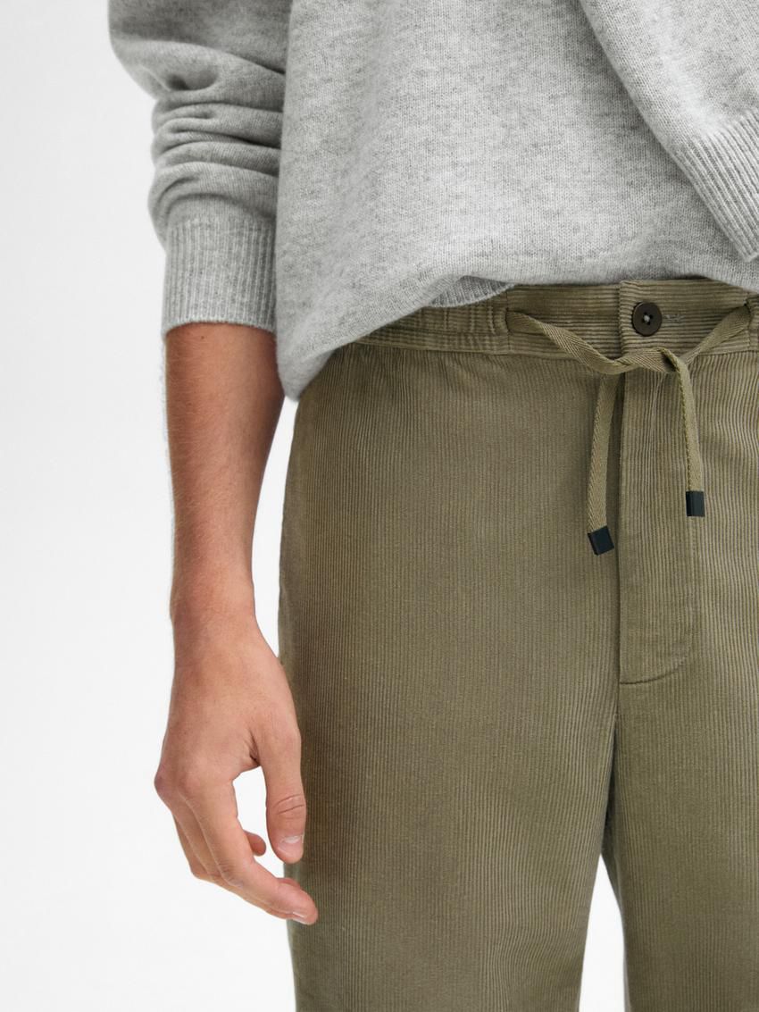 Massimo Dutti Corduroy Fit Jogger Men Trousers Green | US-TN5823971