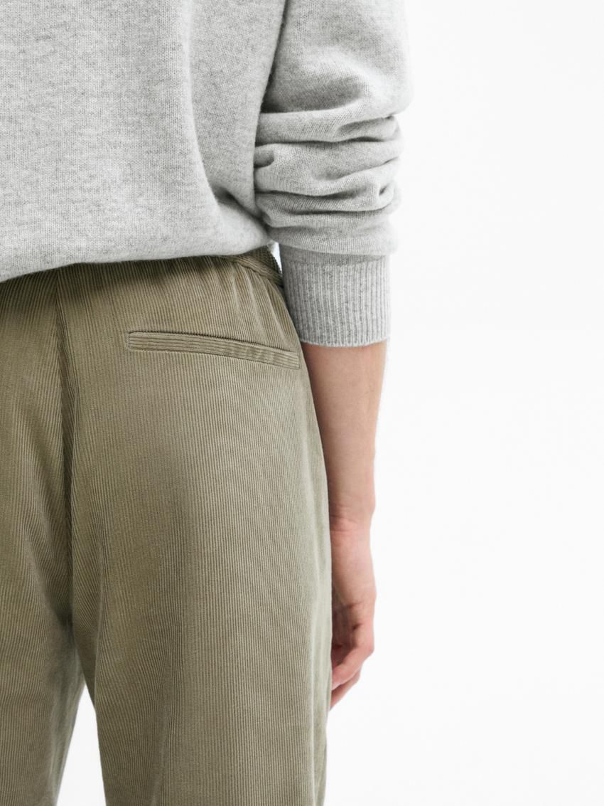 Massimo Dutti Corduroy Fit Jogger Men Trousers Green | US-TN5823971