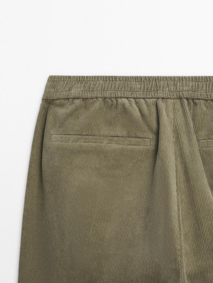 Massimo Dutti Corduroy Fit Jogger Men Trousers Green | US-TN5823971