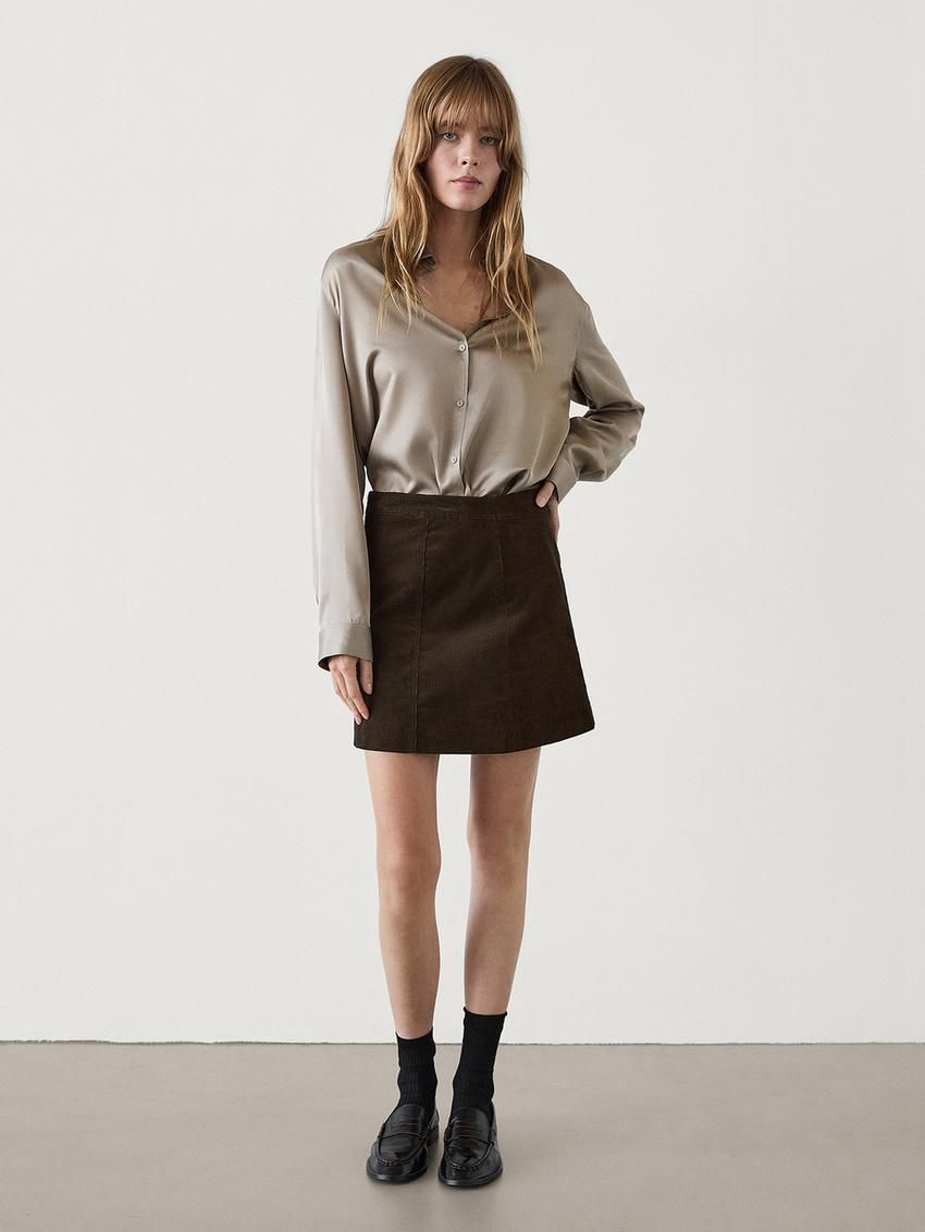 Massimo Dutti Corduroy Mini Women Skirts Chocolate | US-PO1239504