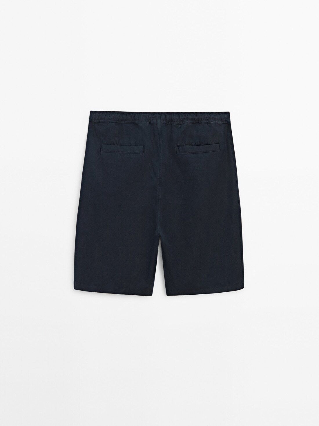 Massimo Dutti Cotton And Linen Blend Drawstring Bermuda Men Shorts Navy | US-SM8657309