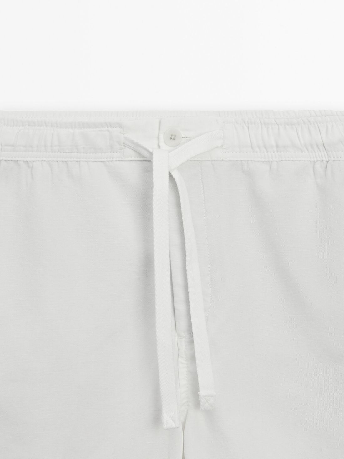 Massimo Dutti Cotton And Linen Blend Drawstring Bermuda Men Shorts White | US-EX3476095