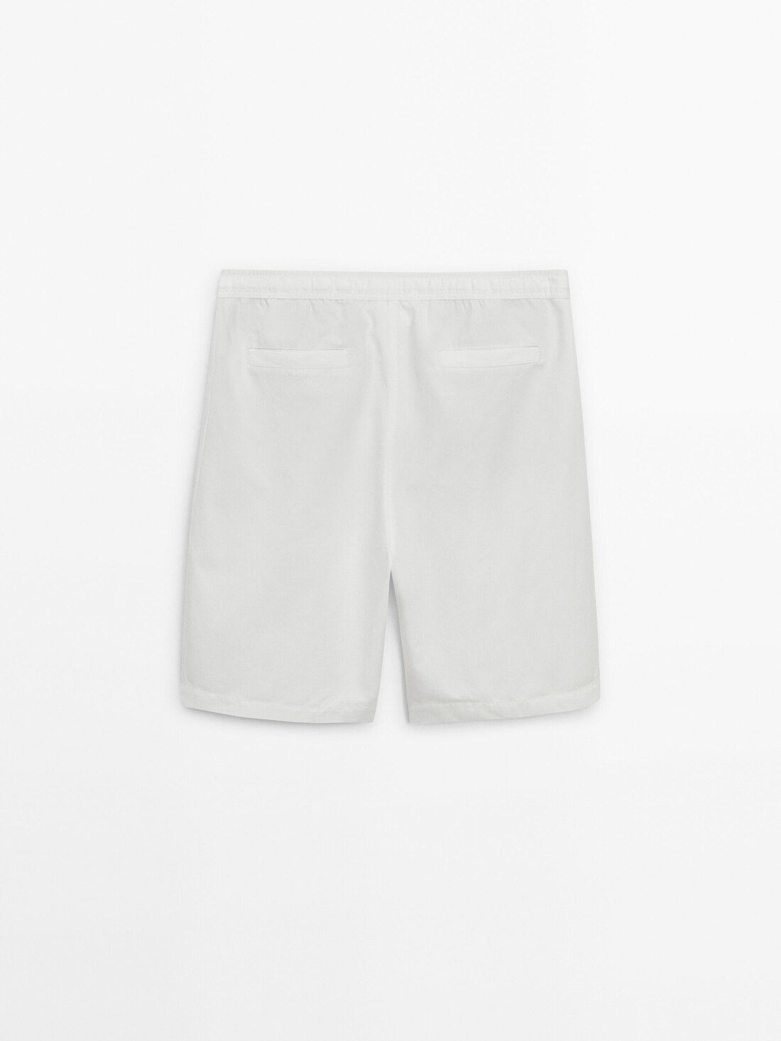 Massimo Dutti Cotton And Linen Blend Drawstring Bermuda Men Shorts White | US-EX3476095