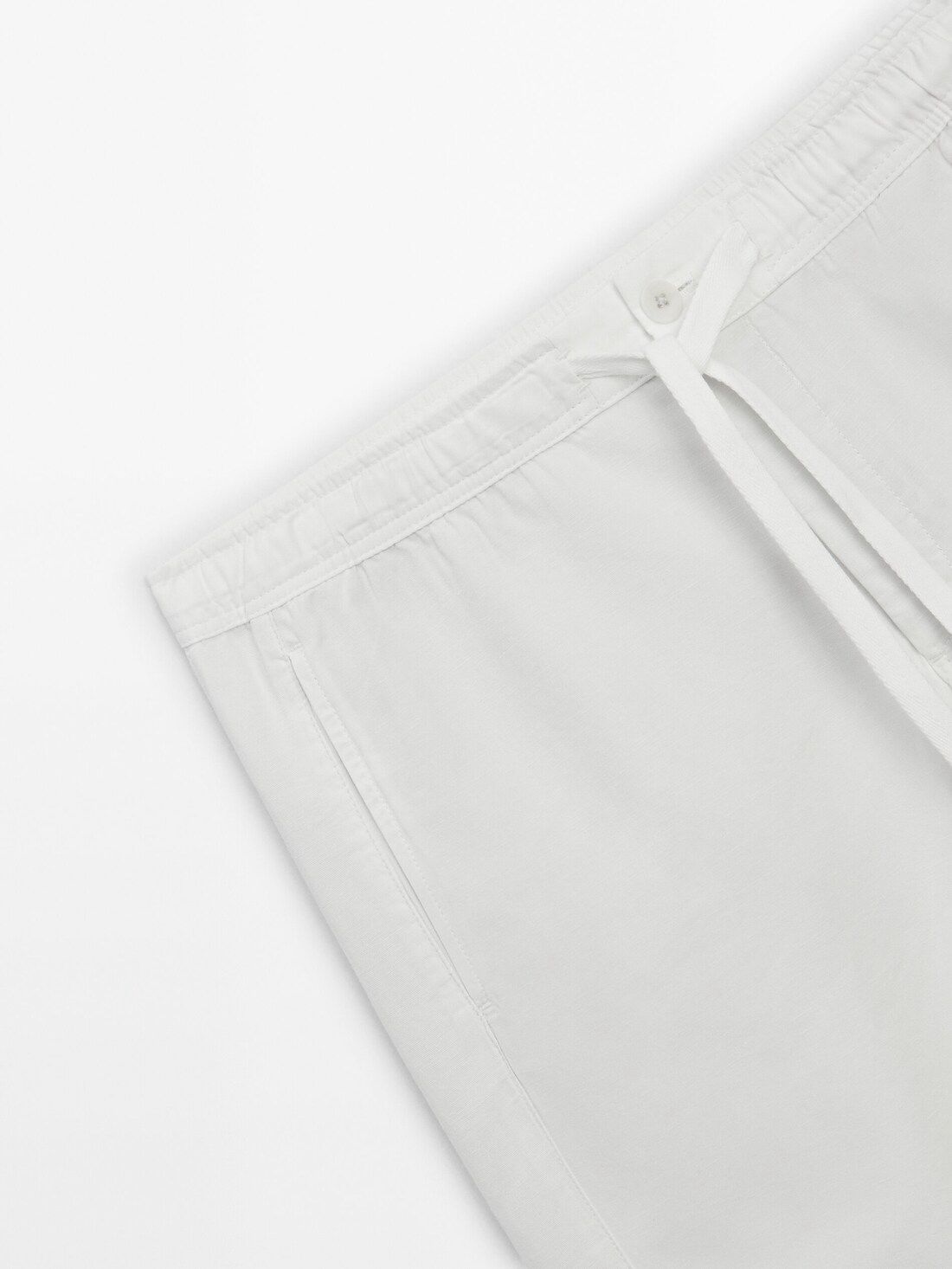 Massimo Dutti Cotton And Linen Blend Drawstring Bermuda Men Shorts White | US-EX3476095