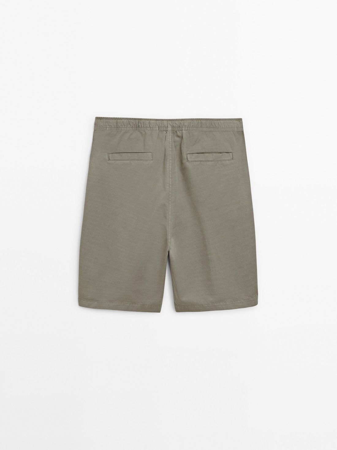 Massimo Dutti Cotton And Linen Blend Drawstring Bermuda Men Shorts Khaki | US-FH8712630