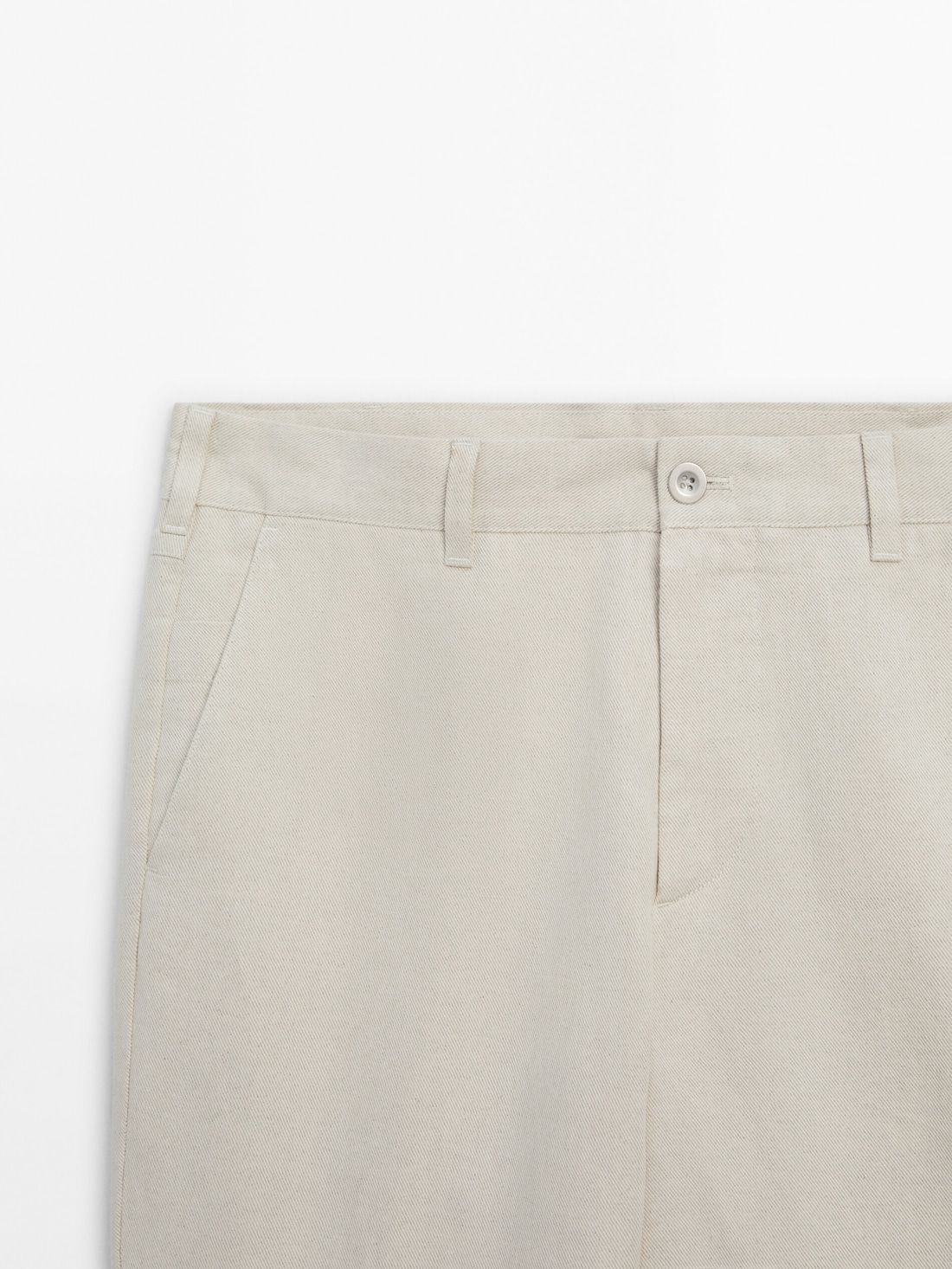 Massimo Dutti Cotton And Linen Blend Tapered Fit Men Trousers Light Beige | US-SG7815496