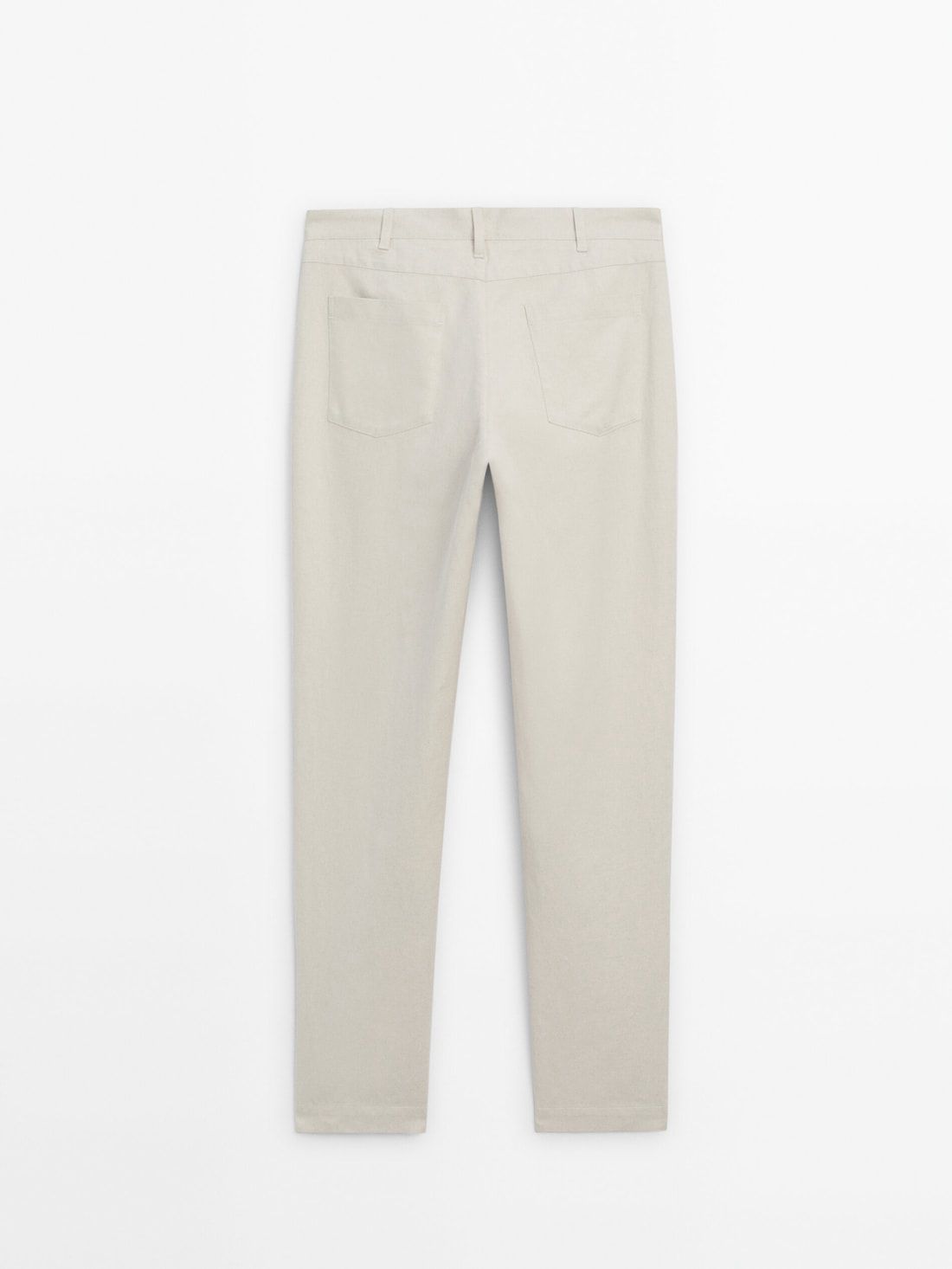 Massimo Dutti Cotton And Linen Blend Tapered Fit Men Trousers Light Beige | US-SG7815496
