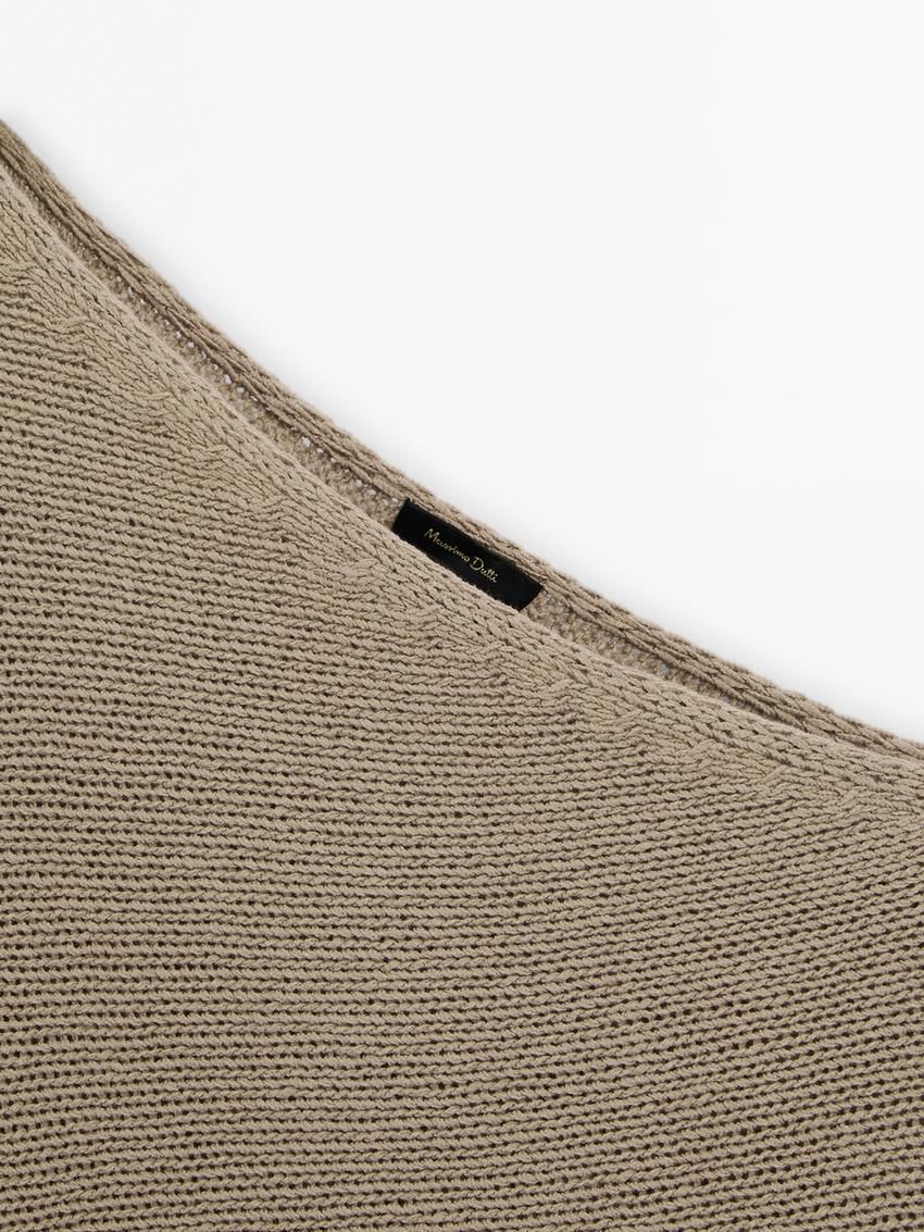 Massimo Dutti Cotton Asymmetric Knit Women Sweater Khaki | US-JB9512830