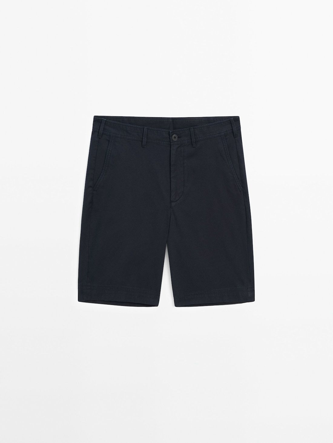 Massimo Dutti Cotton Bermuda Shorts Men Trousers Navy | US-LZ5347680