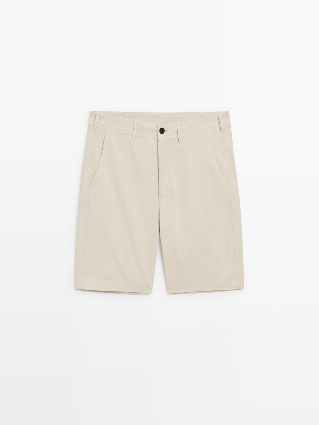Massimo Dutti Cotton Bermuda Shorts Men Trousers Light Beige | US-WJ2038165