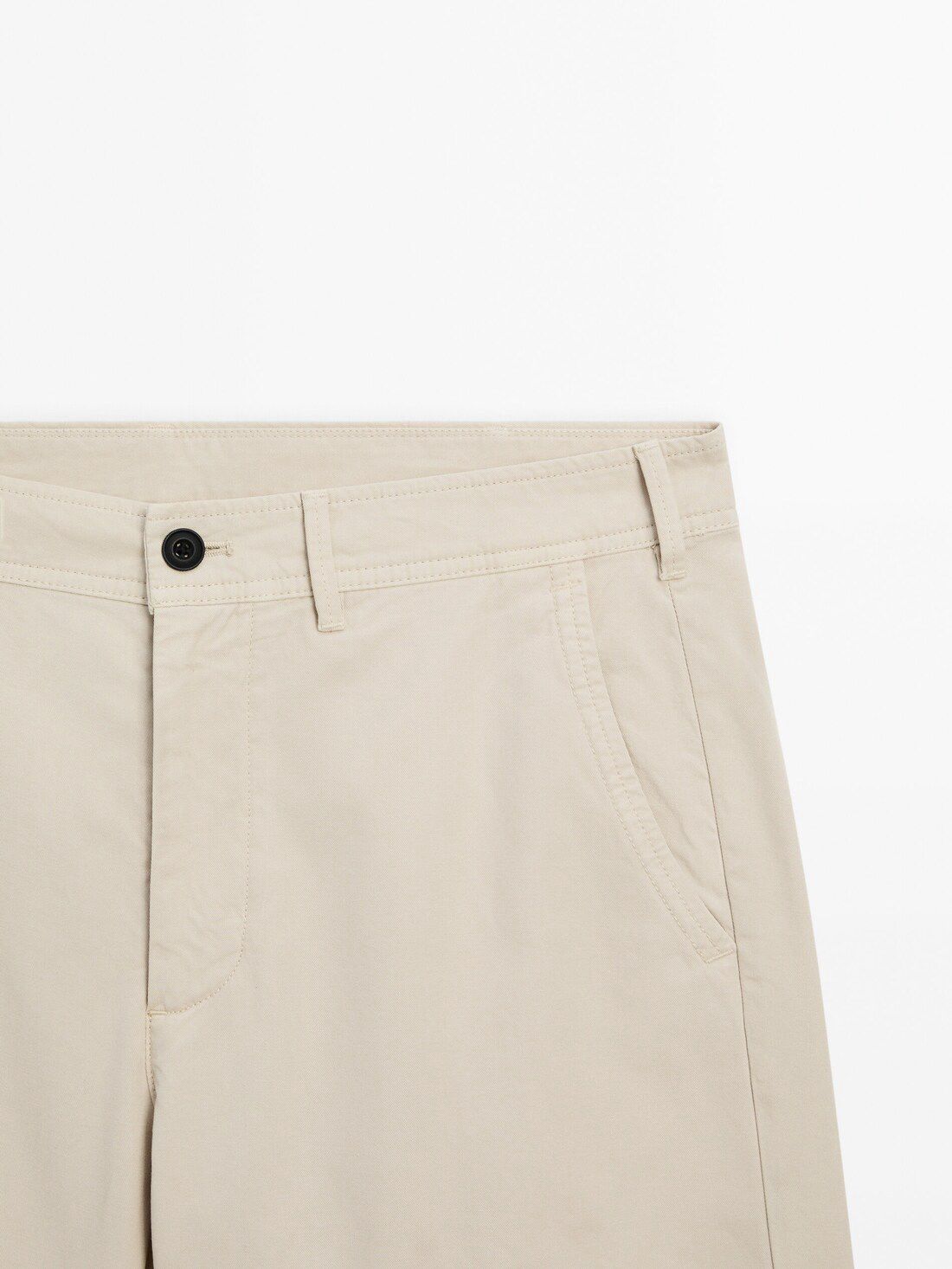 Massimo Dutti Cotton Bermuda Shorts Men Trousers Light Beige | US-WJ2038165