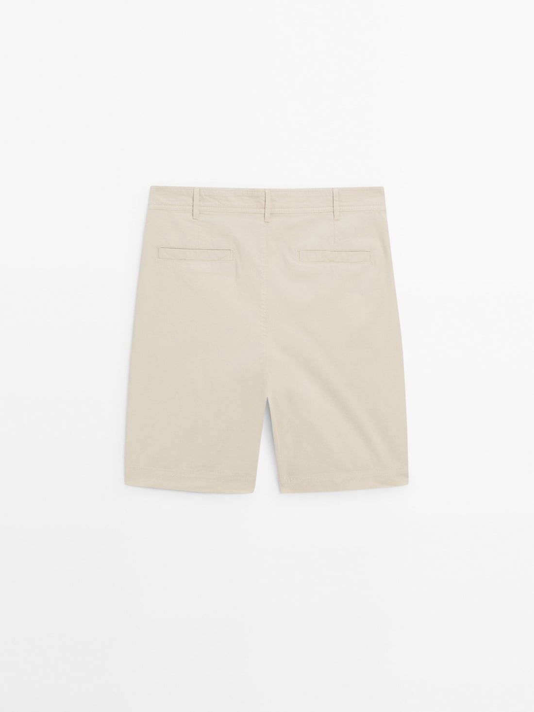 Massimo Dutti Cotton Bermuda Shorts Men Trousers Light Beige | US-WJ2038165
