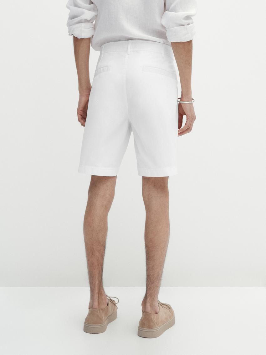 Massimo Dutti Cotton Bermuda Shorts Men Trousers White | US-SQ8604521