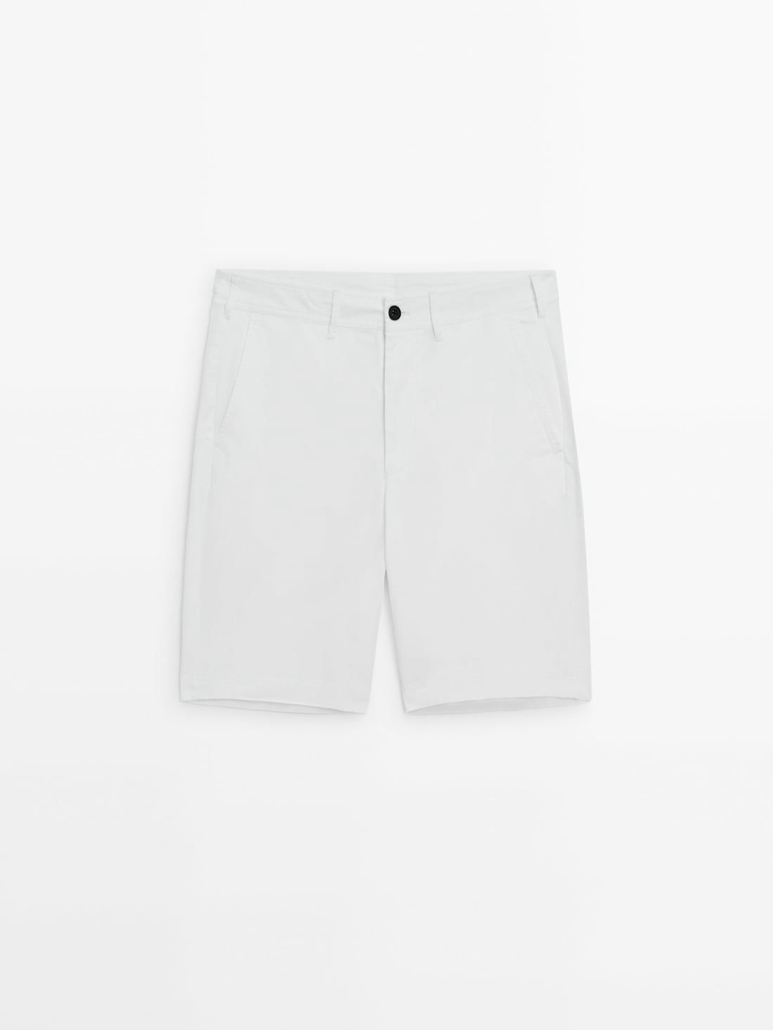Massimo Dutti Cotton Bermuda Shorts Men Trousers White | US-SQ8604521