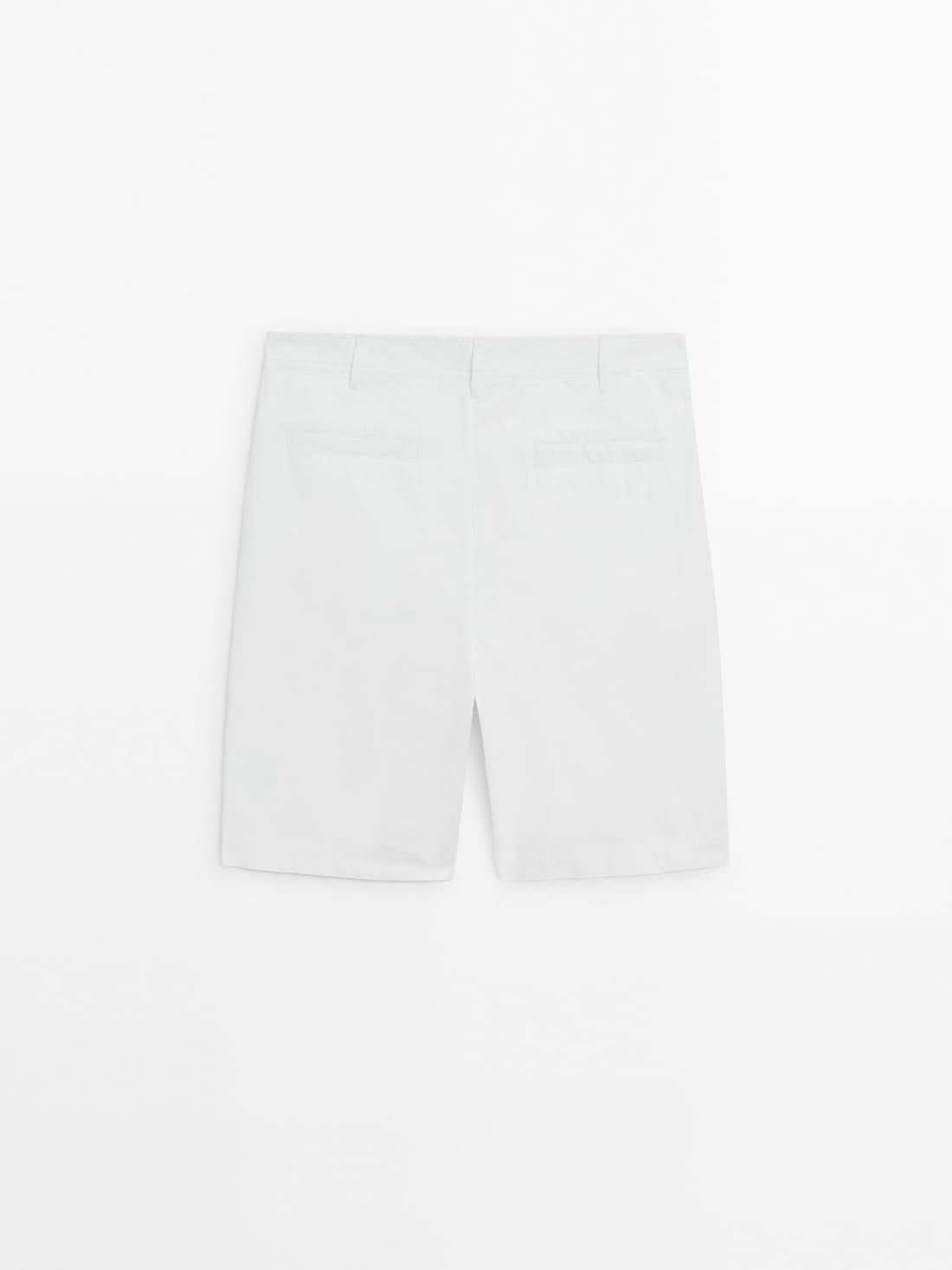 Massimo Dutti Cotton Bermuda Shorts Men Trousers White | US-SQ8604521