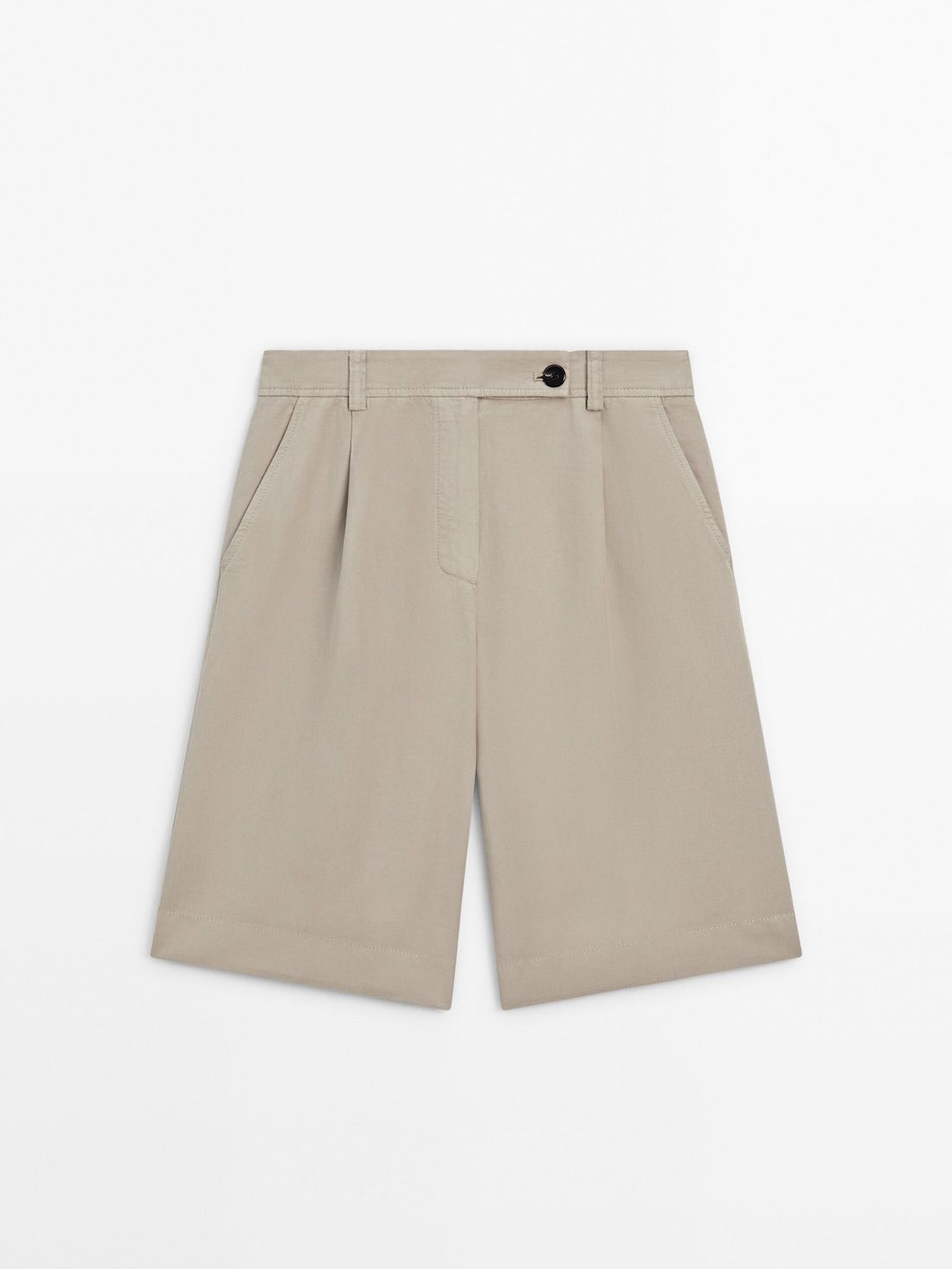 Massimo Dutti Cotton Blend Bermuda With Darts Women Shorts Beige | US-WI6048729