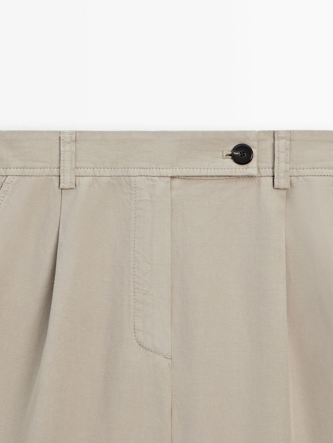Massimo Dutti Cotton Blend Bermuda With Darts Women Shorts Beige | US-WI6048729
