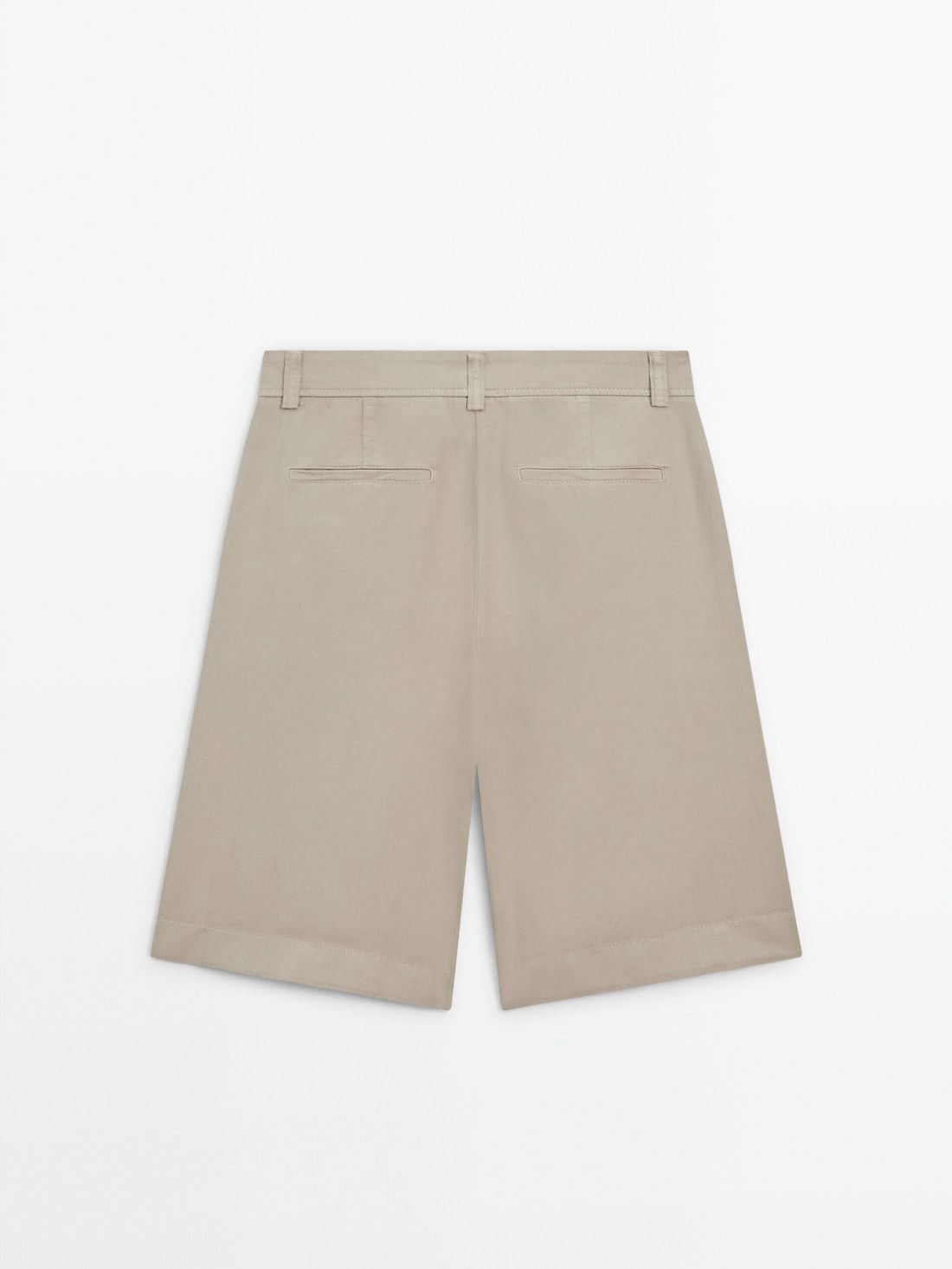 Massimo Dutti Cotton Blend Bermuda With Darts Women Shorts Beige | US-WI6048729