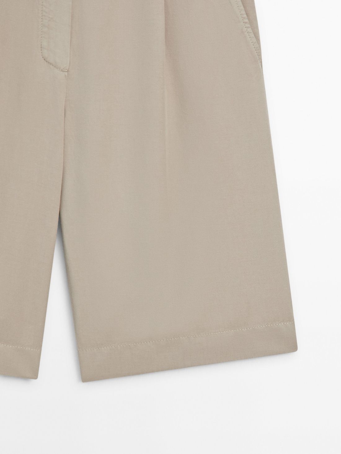 Massimo Dutti Cotton Blend Bermuda With Darts Women Shorts Beige | US-WI6048729