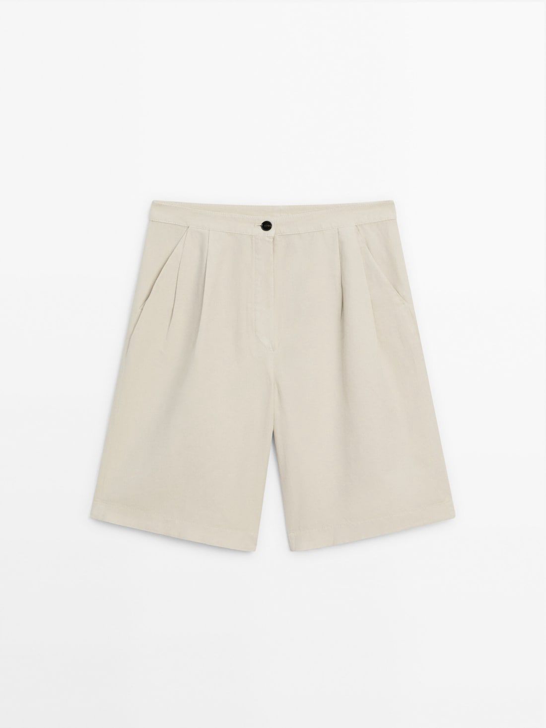 Massimo Dutti Cotton Blend Bermuda With Darts Women Shorts Cream | US-QM5794280