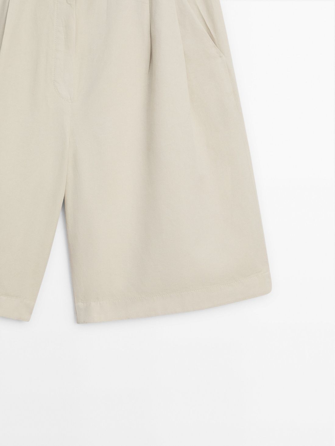 Massimo Dutti Cotton Blend Bermuda With Darts Women Shorts Cream | US-QM5794280