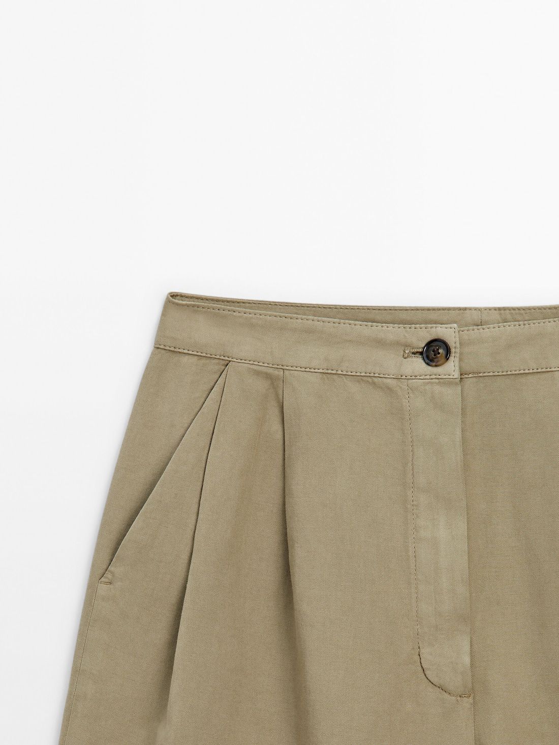Massimo Dutti Cotton Blend Bermuda With Darts Women Shorts Green | US-KO6352897