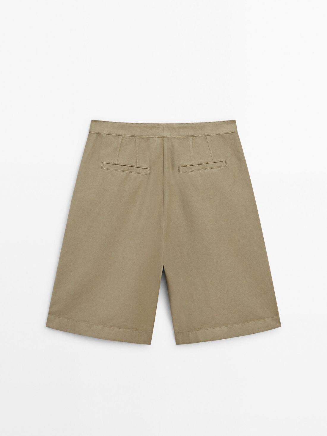 Massimo Dutti Cotton Blend Bermuda With Darts Women Shorts Green | US-KO6352897
