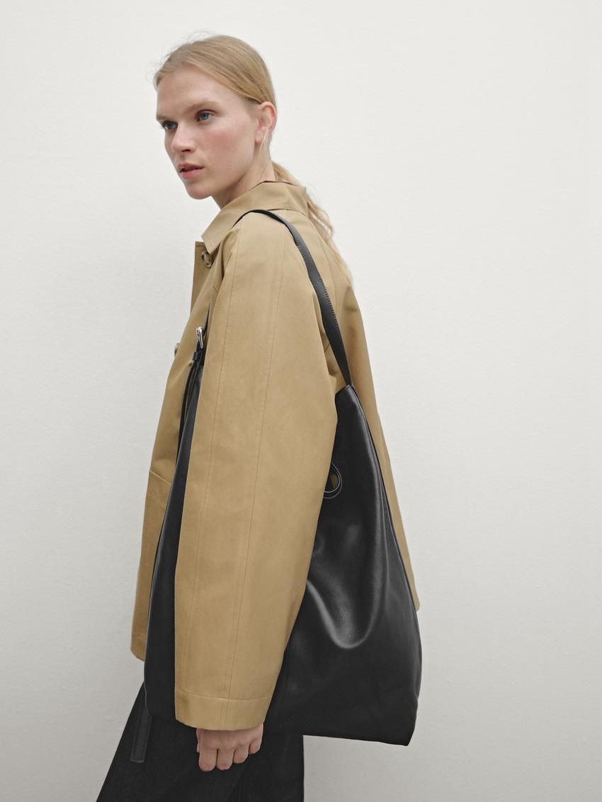 Massimo Dutti Cotton Blend Cape With Pockets Women Jacket Brown | US-DN4389562