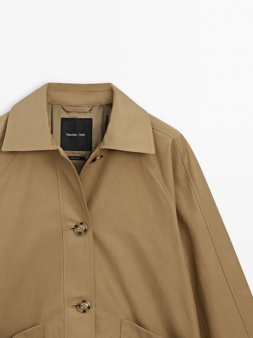 Massimo Dutti Cotton Blend Cape With Pockets Women Jacket Brown | US-DN4389562