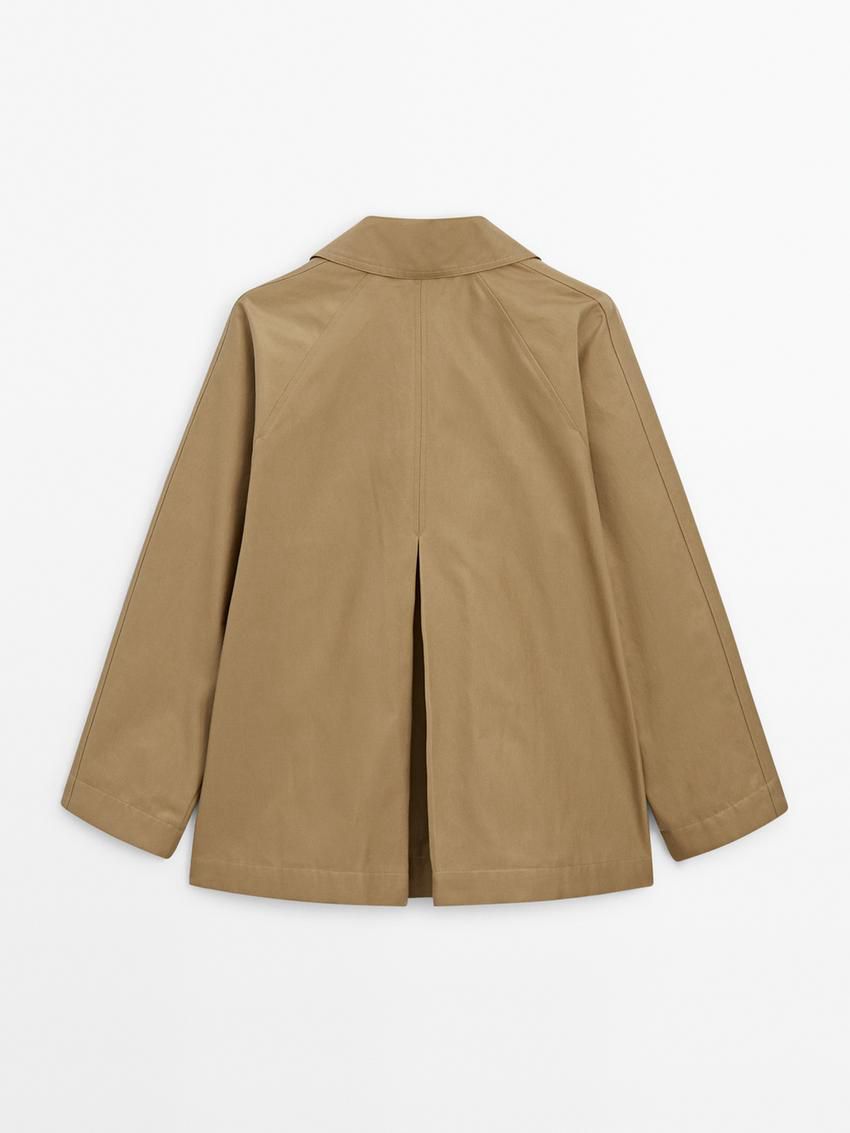 Massimo Dutti Cotton Blend Cape With Pockets Women Jacket Brown | US-DN4389562