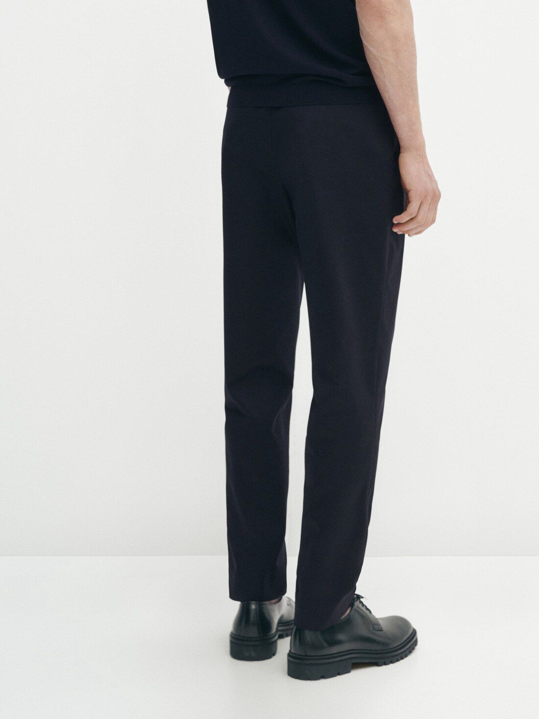 Massimo Dutti Cotton Blend Chino Men Trousers Navy | US-AY1735940