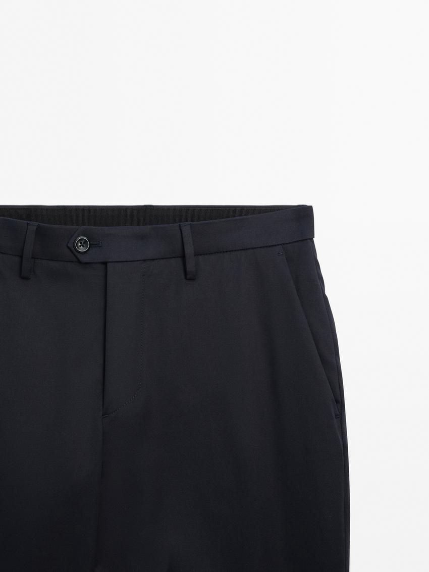 Massimo Dutti Cotton Blend Chino Men Trousers Navy | US-AY1735940