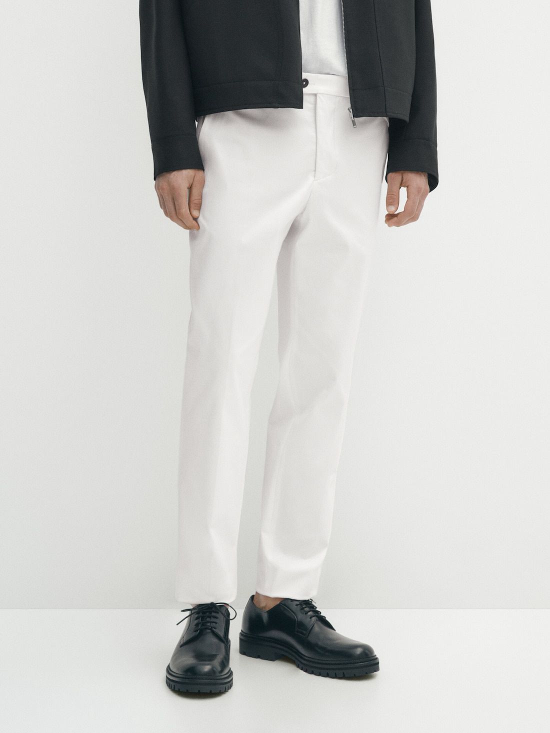 Massimo Dutti Cotton Blend Chino Men Trousers White | US-HQ2053149