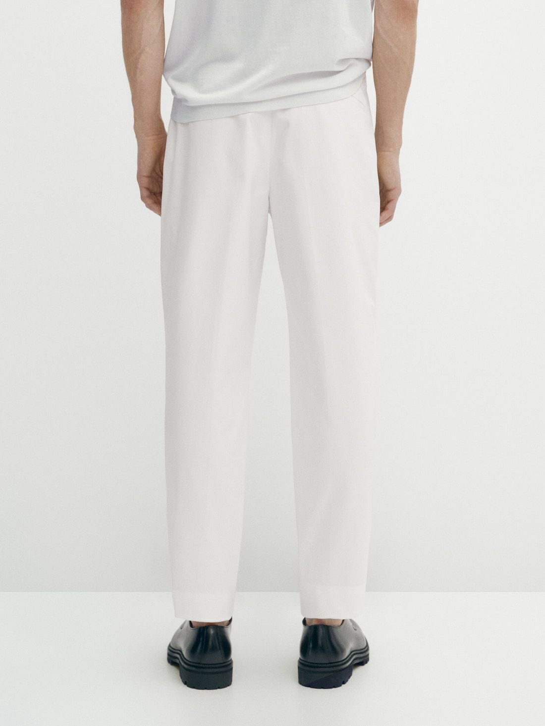 Massimo Dutti Cotton Blend Chino Men Trousers White | US-HQ2053149