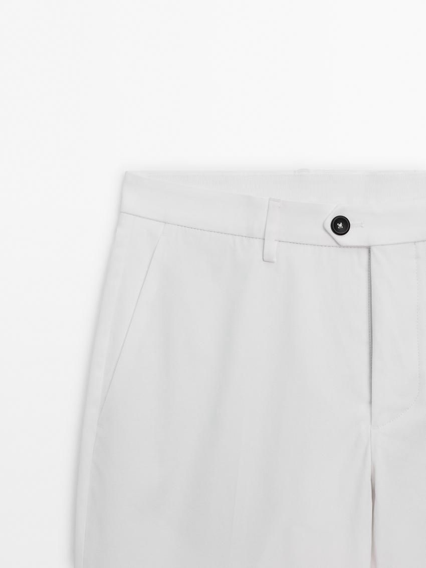 Massimo Dutti Cotton Blend Chino Men Trousers White | US-HQ2053149