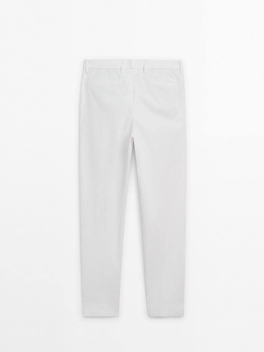 Massimo Dutti Cotton Blend Chino Men Trousers White | US-HQ2053149