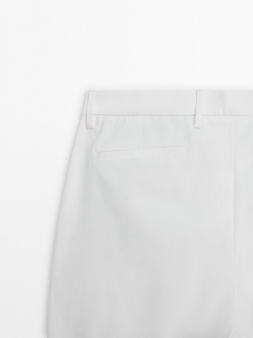Massimo Dutti Cotton Blend Chino Men Trousers White | US-HQ2053149