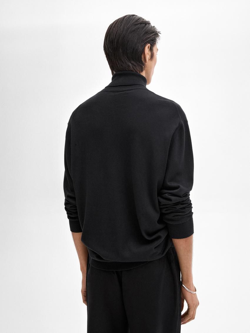 Massimo Dutti Cotton Blend High Neck Men Sweater Black | US-TA4517603