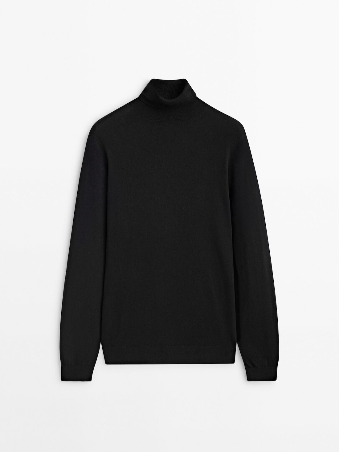 Massimo Dutti Cotton Blend High Neck Men Sweater Black | US-TA4517603