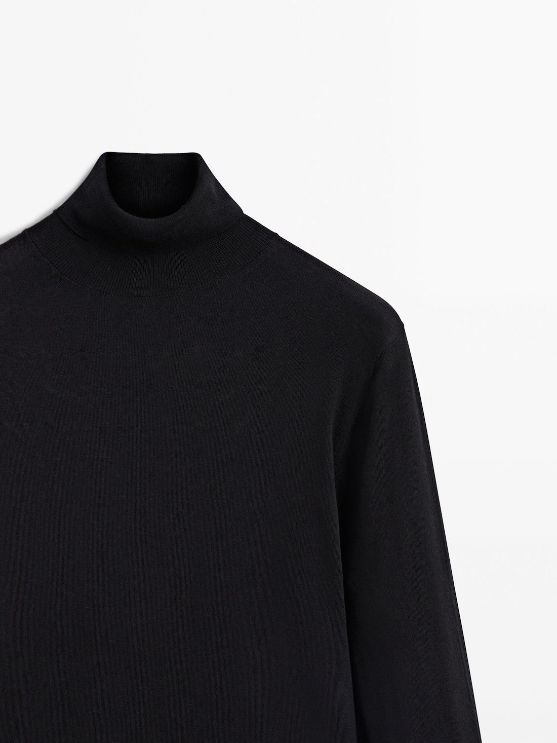 Massimo Dutti Cotton Blend High Neck Men Sweater Black | US-TA4517603